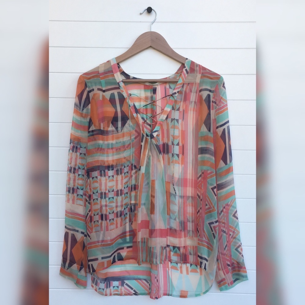 [Twelfth Street by Cynthia Vincent] Silk Aztec Top